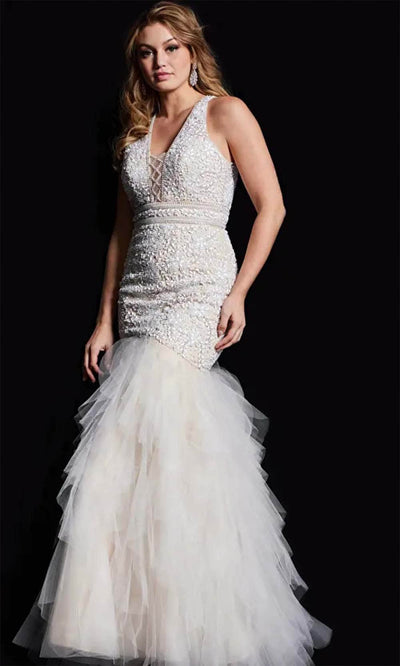 Jovani 25854 - V-Neck Embellished Dress Prom  Dresses