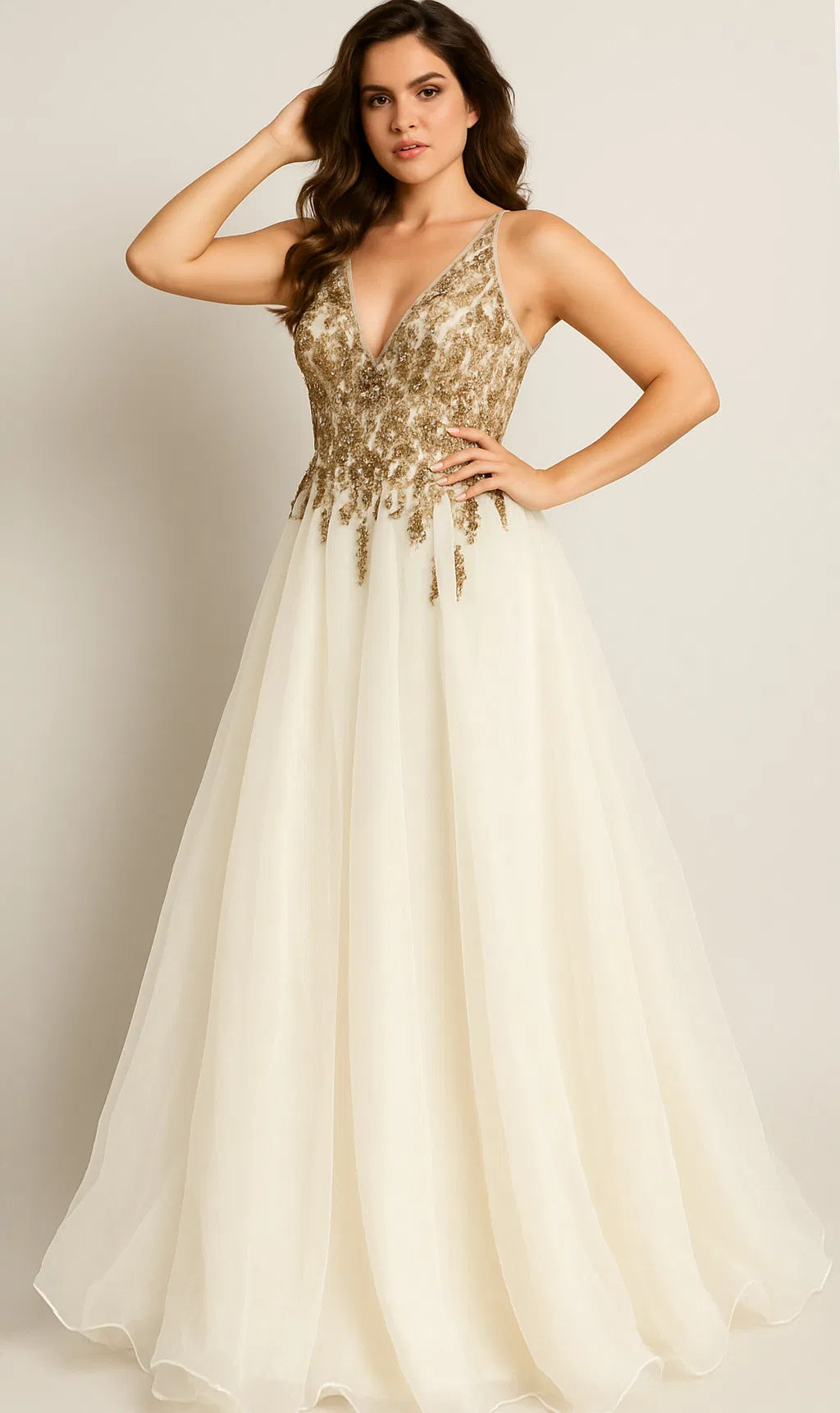 Jovani 25964 Beaded Halter Neck Prom Dress