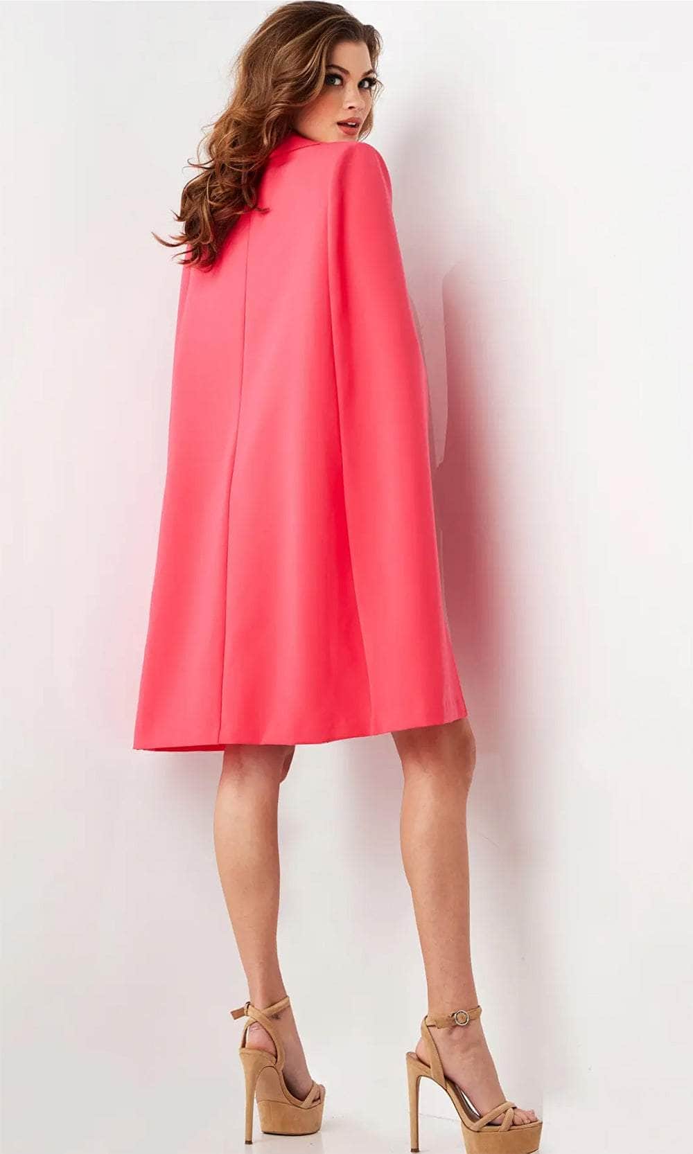 Jovani 26026 - Cape Sleeve Floral Buttons Cocktail Dress Cocktail Dresses