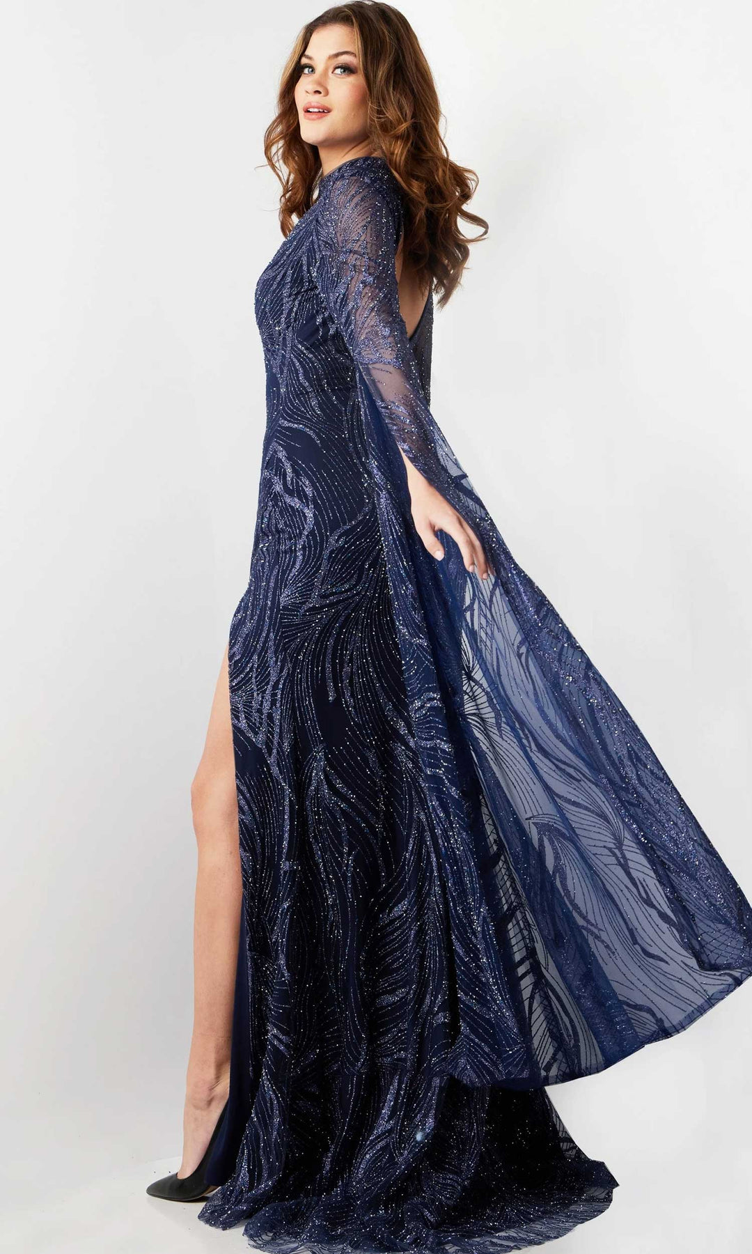 Jovani 26092 - Embellished Long Sleeve Prom Gown