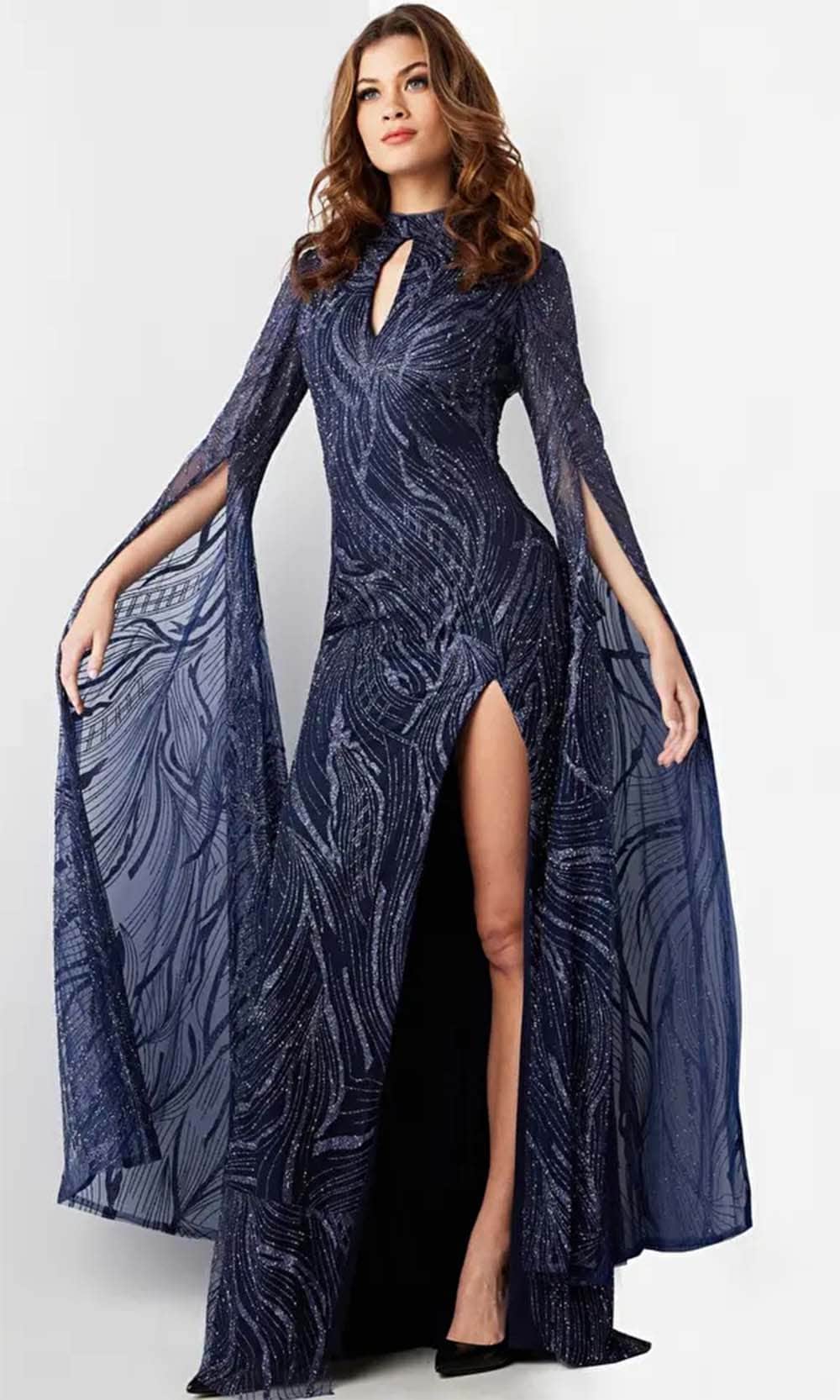 long sleeve jovani dresses Jovani 40022 Illusion Sides Long Sleeve Pageant Dress