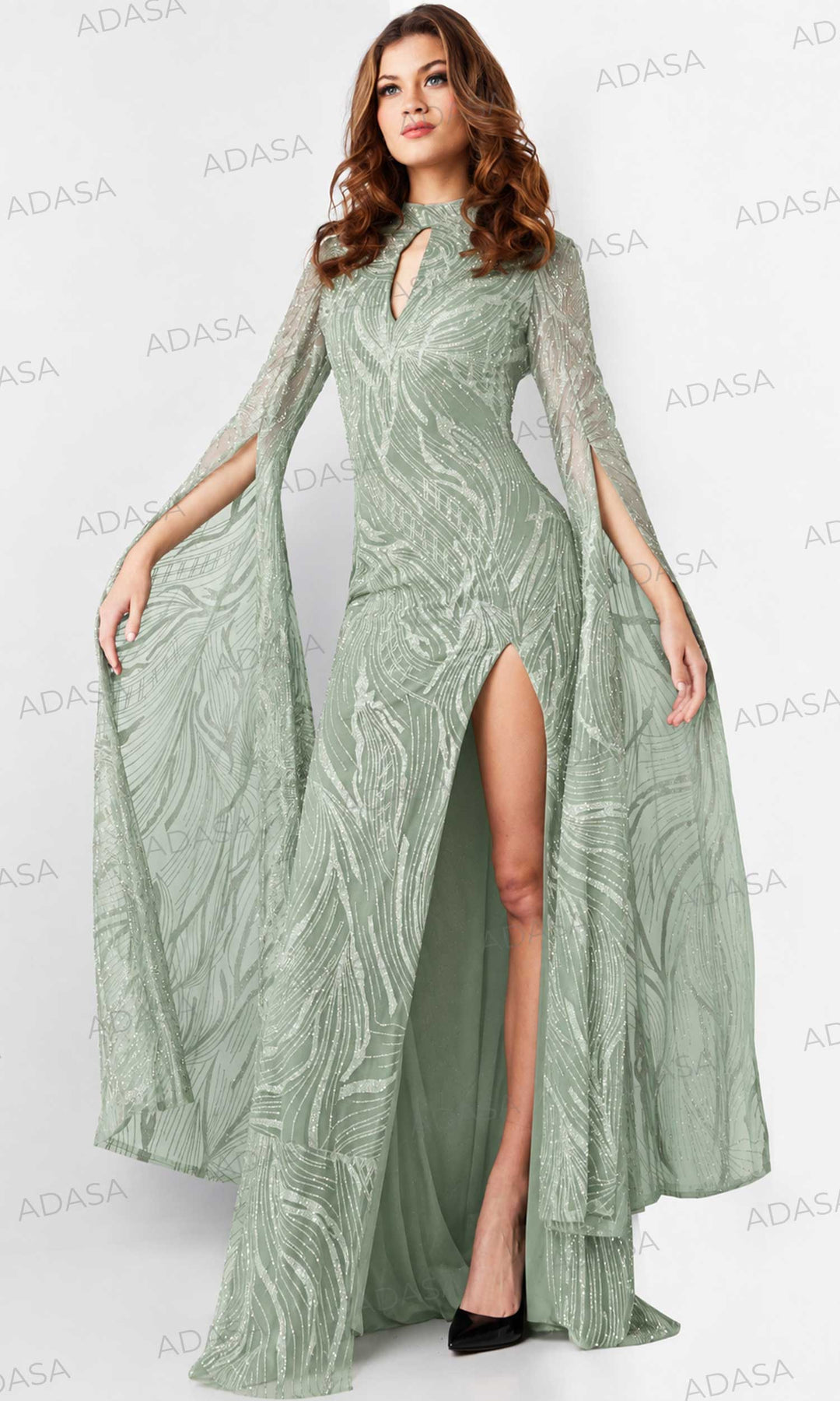 Jovani 26092 - Embellished Long Sleeve Prom Gown