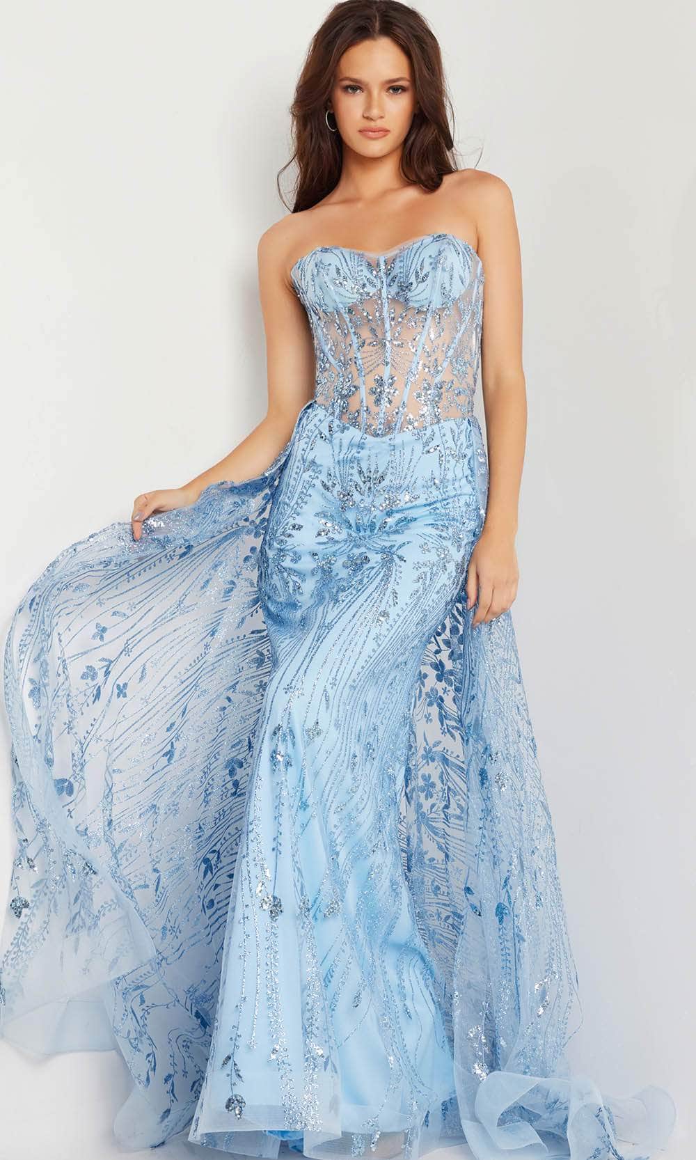 Jovani 26113 - Strapless Corset Prom Gown Pageant Dresses 00 / Light-Blue