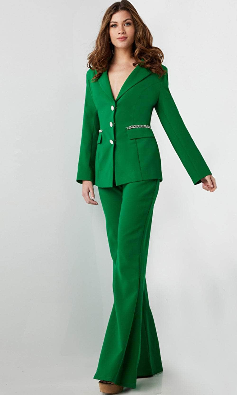 Jovani 26144 - Two-Piece V-Neck Pantsuit Formal Pantsuit