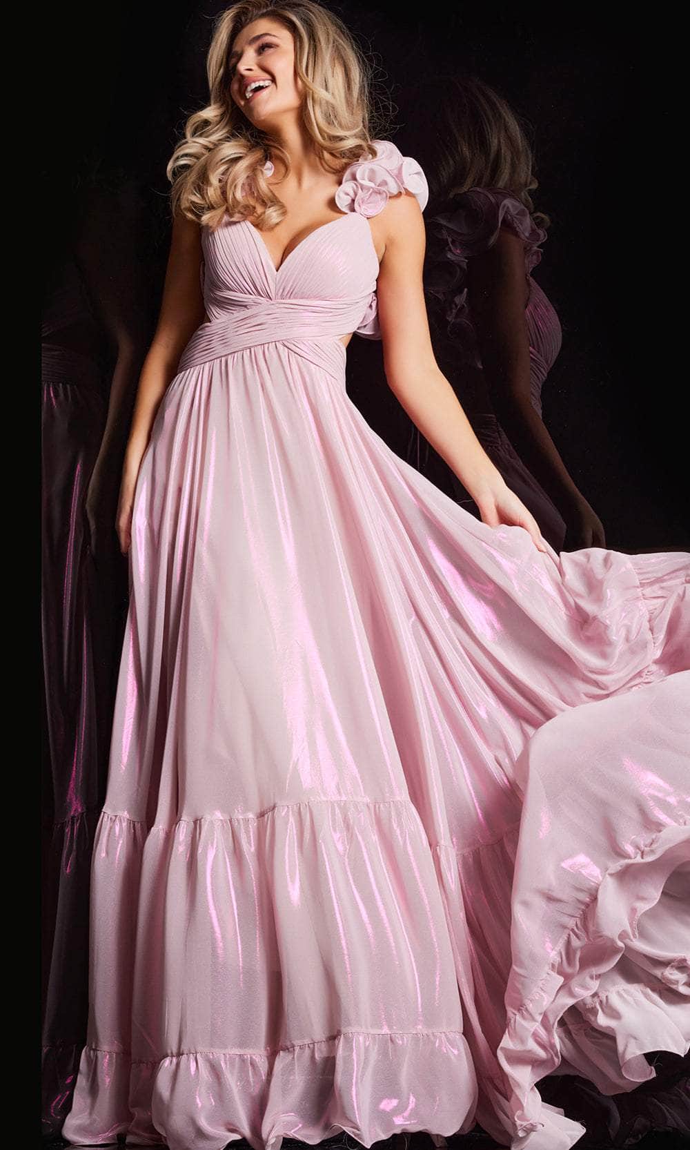 Jovani 26248 - Floral Accent A-Line Prom Dress Special Occasion Dress