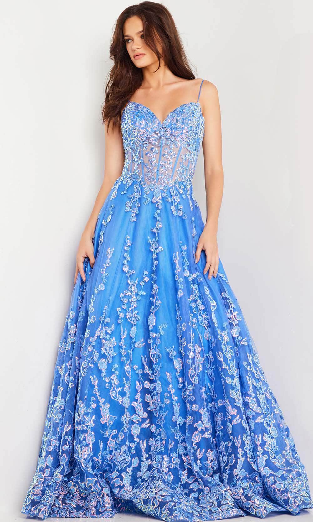 Jovani 29072 - Floral Corset A-line Dress Prom Dresses