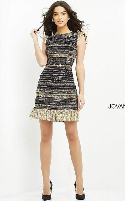 Jovani - 2920 Bateau Glitter Sheath Mini Dress Cocktail Dresses