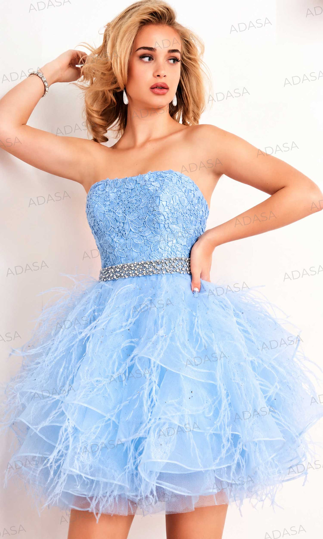Jovani 3099 - Short A-line Dress with Rhinestone Waistband