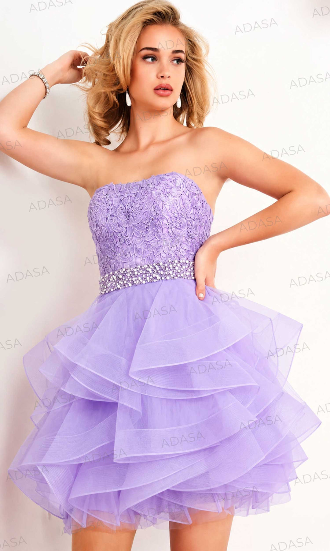 Jovani 3099 - Short A-line Dress with Rhinestone Waistband