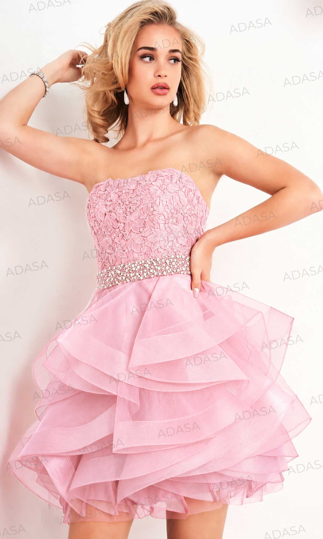 Jovani 3099 - Short A-line Dress with Rhinestone Waistband