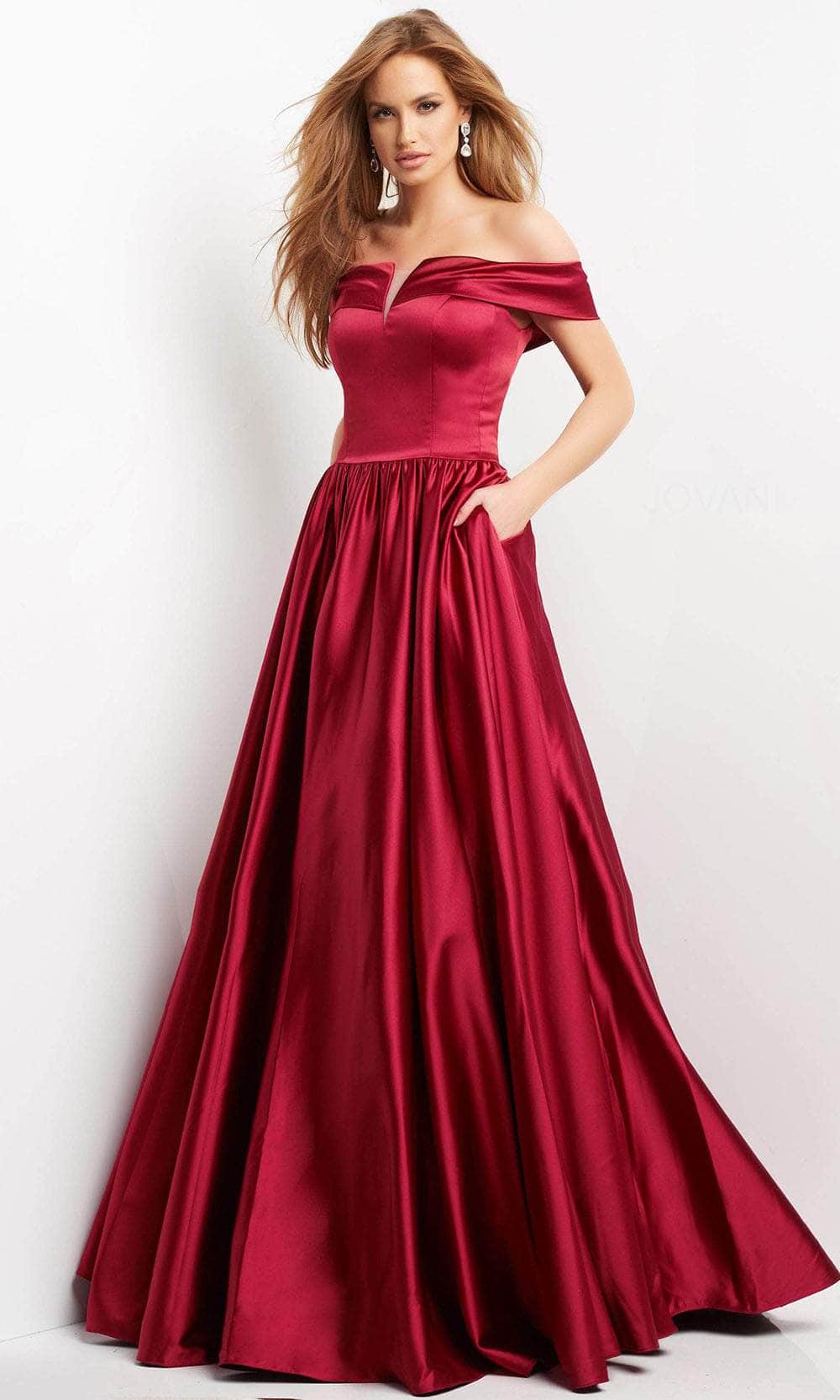 Jovani 3129 - Off Shoulder Satin Evening Gown Prom Dresses