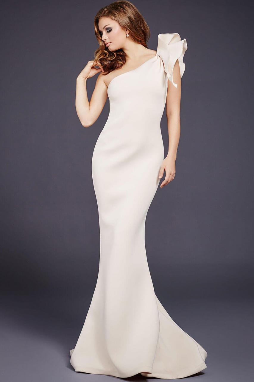 Jovani - 32602 Bow Accented Asymmetrical Mermaid Gown Bridesmaid Dresses