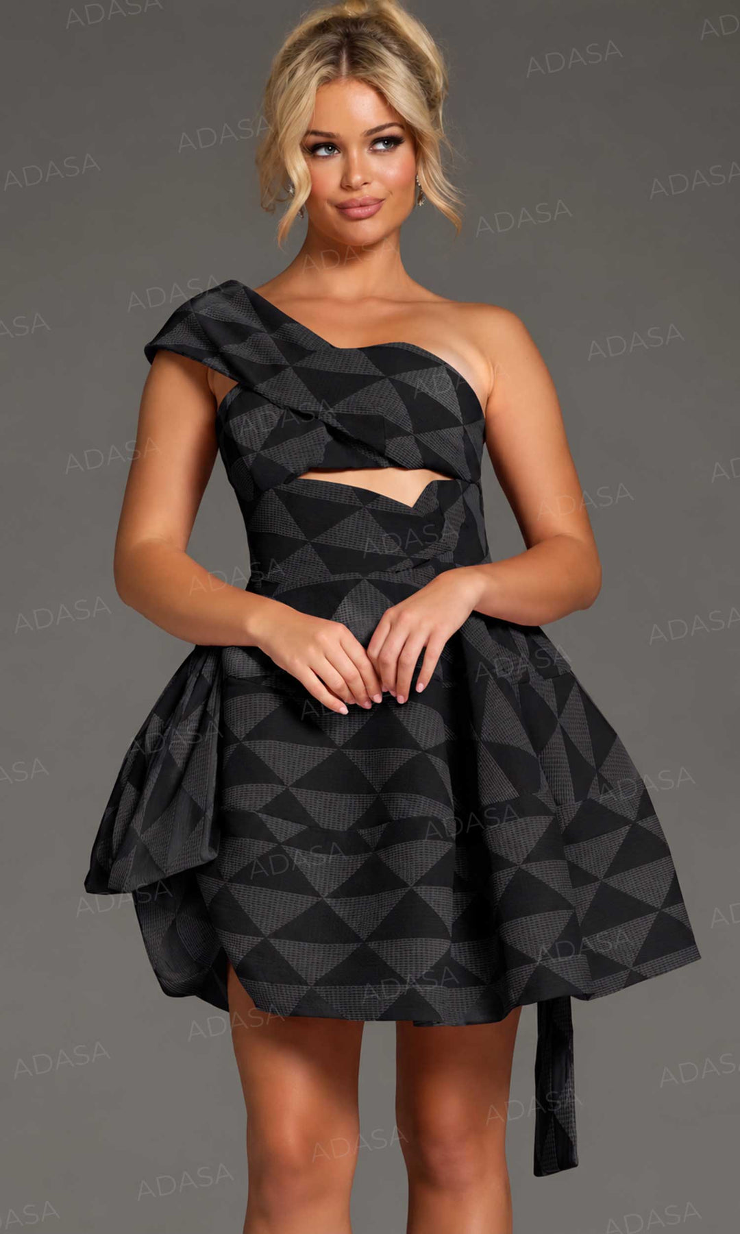 Jovani 34404 - Asymmetric Neck Cutout Party Dress