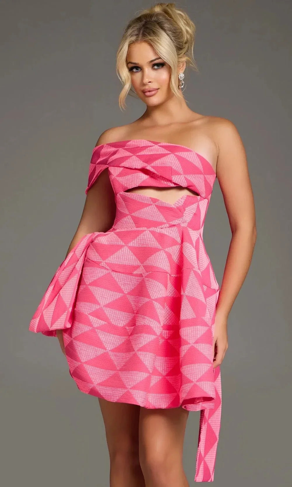 Jovani 34404 - Geometric One-Shoulder A-Line Dress Cocktail Dresses