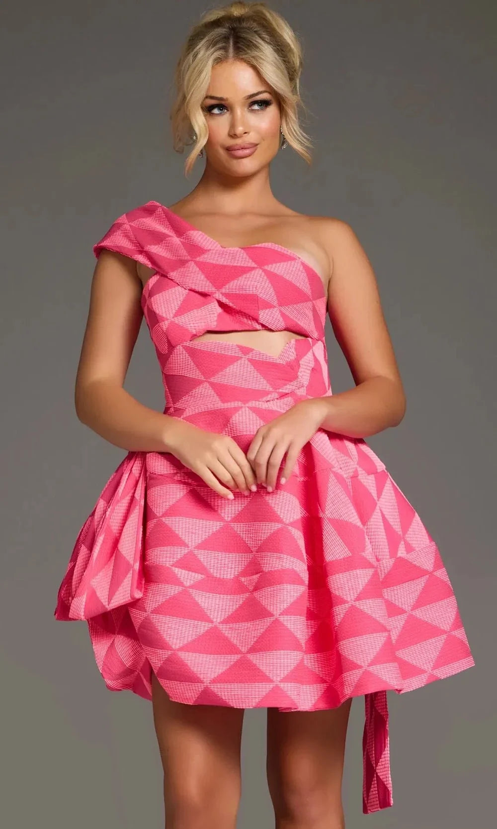 Jovani 34404 - Geometric One-Shoulder A-Line Dress Cocktail Dresses