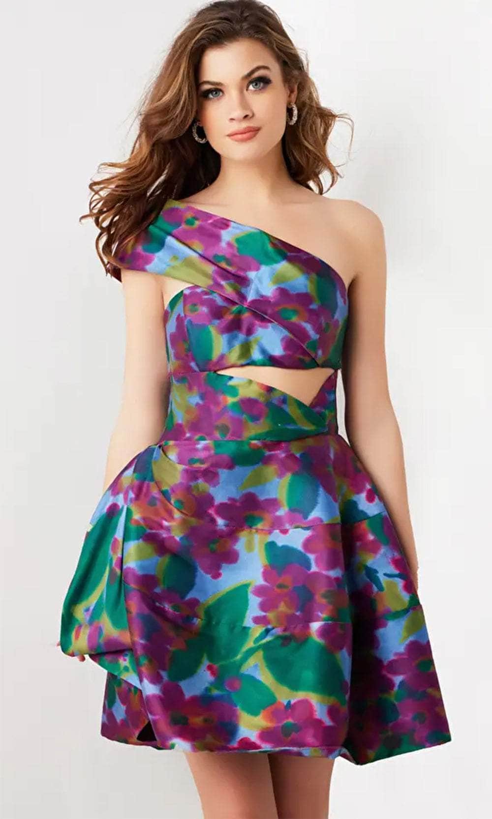 Jovani 34408 - One-Sleeve Cut-Out Detailed Cocktail Dress Cocktail Dresses