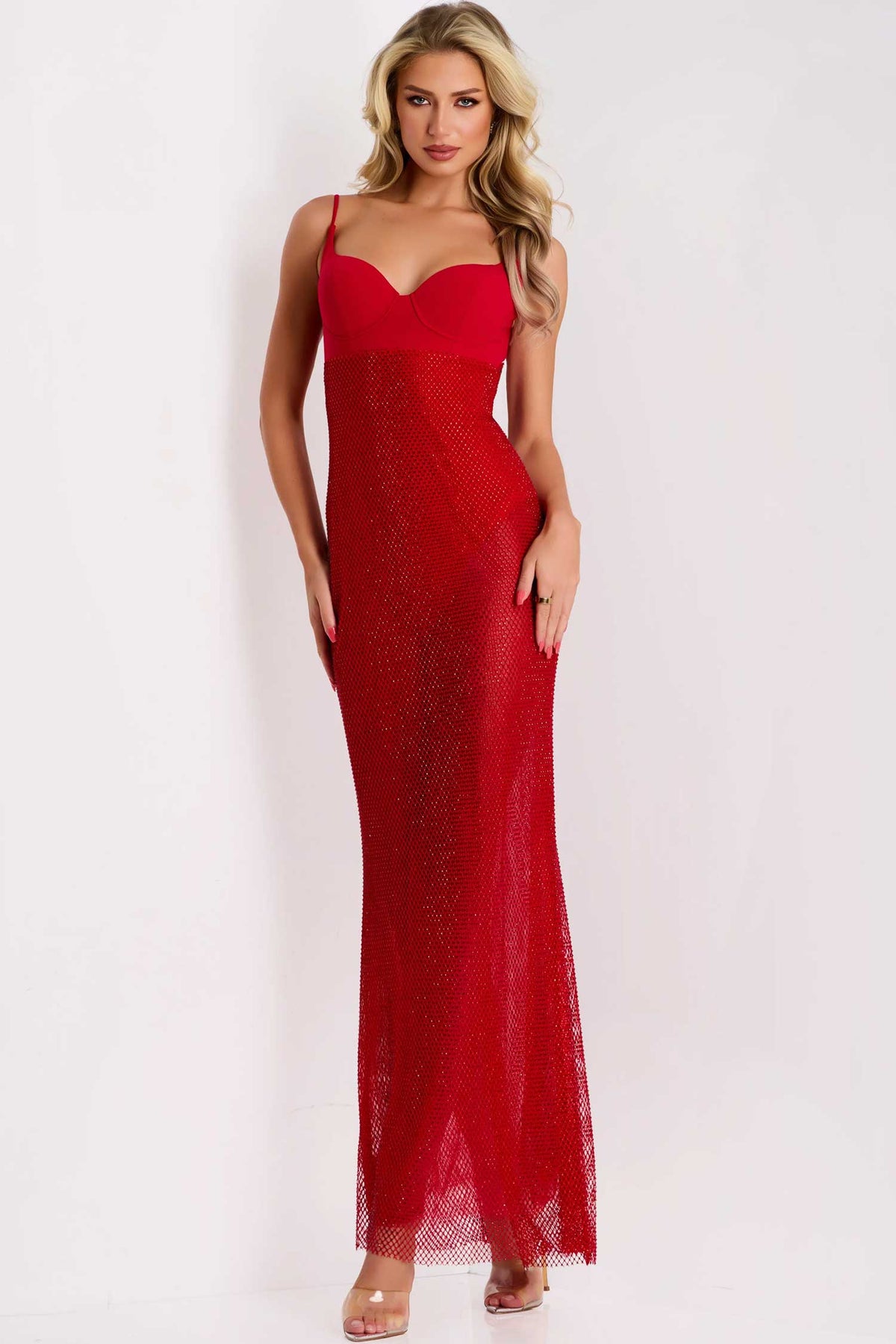 jovani 36373 - bustier bodice beaded column long dress