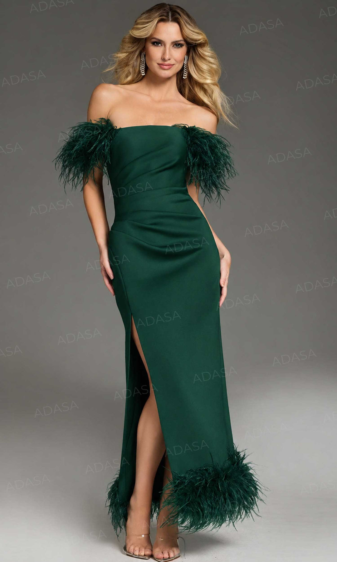 Jovani 36375 - Straight-Across Neck Side Slit Prom Gown