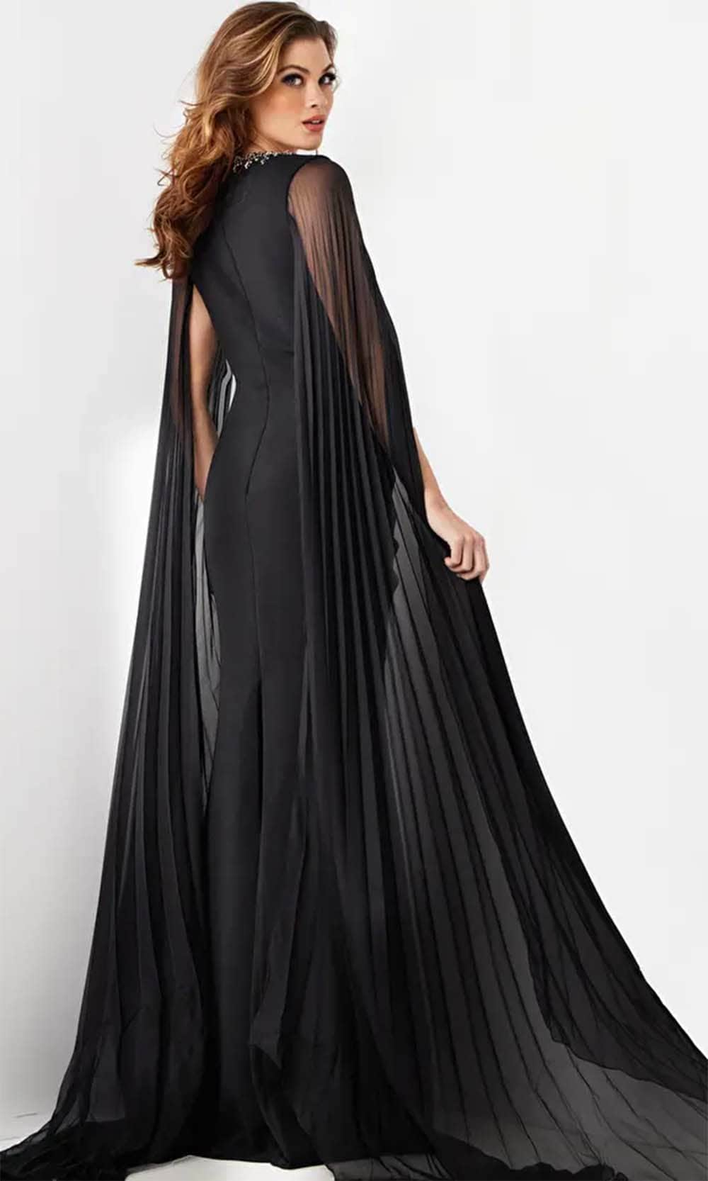 Jovani 36473 - Cape Sleeve Plunging Neck Dress Evening  Dresses