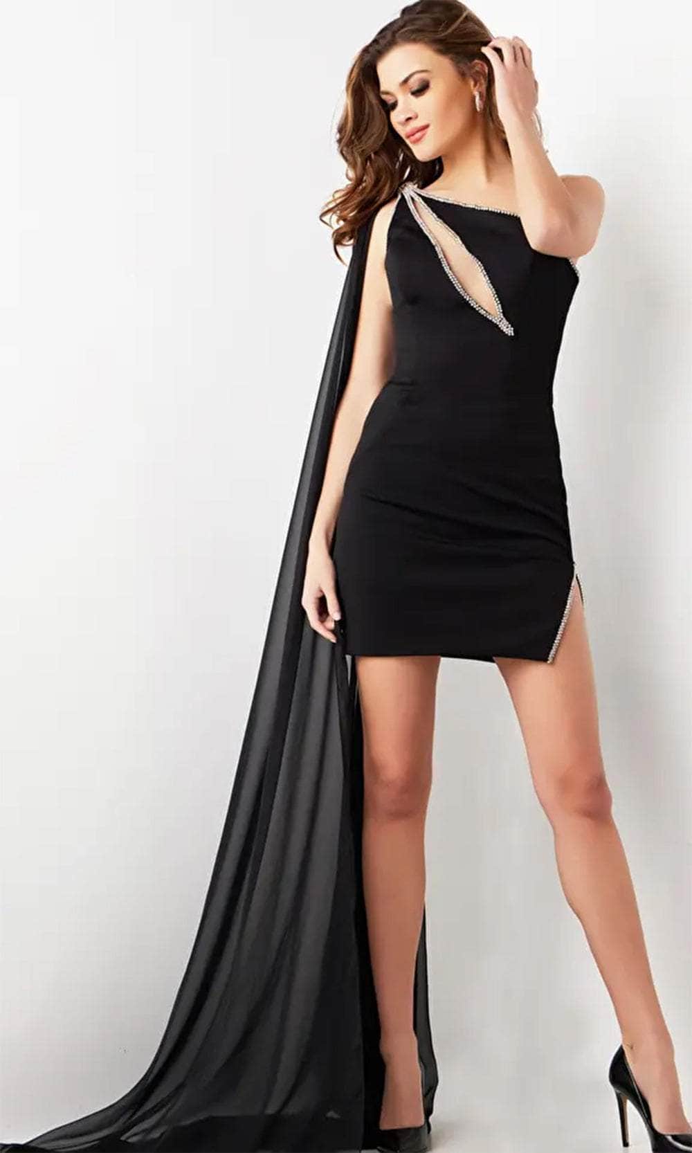Jovani 36546 - Asymmetrical Fitted One Shoulder Cocktail Dress Cocktail Dresses