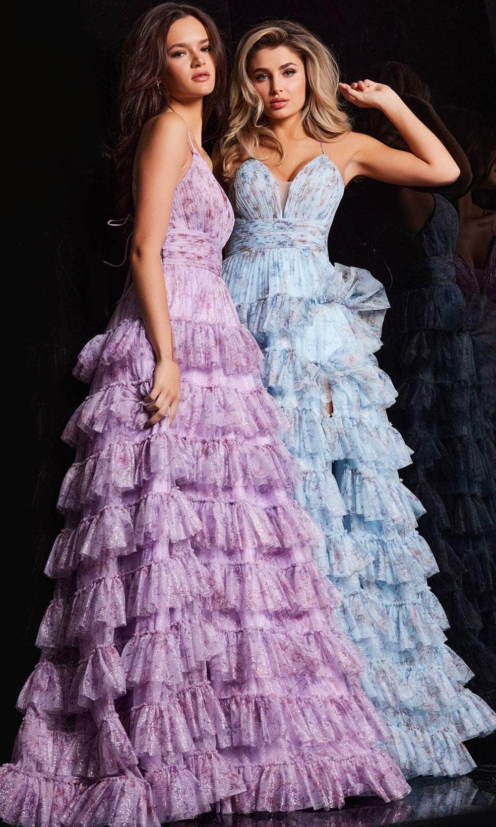 Jovani 36571 - Floral Mesh A-Line Prom Dress Special Occasion Dress