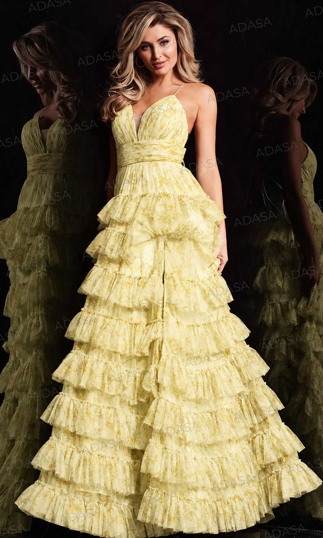 Jovani 36571 - Floral Print A-Line Prom Dress