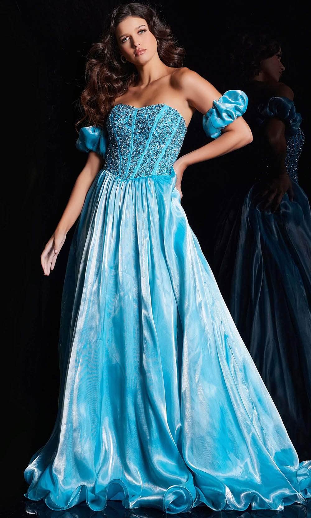 Jovani 36591 - Detachable Sleeve Corset Prom Gown Prom Dresses
