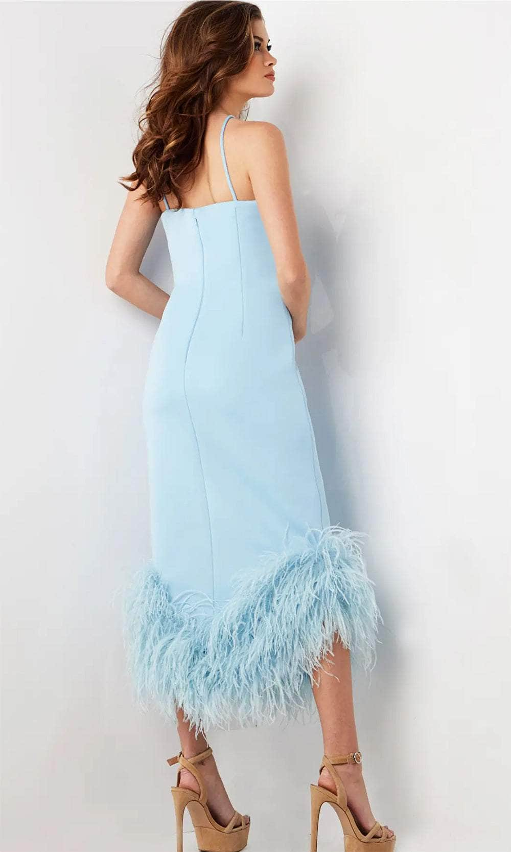 Jovani 36675 - Feather Hem Halter Cocktail Dress Cocktail Dresses