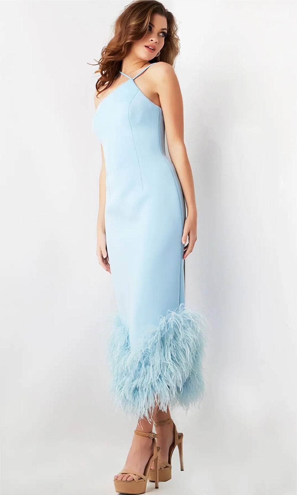 Jovani 36675 - Halter Tea-Length Cocktail Dress Cocktail Dresses