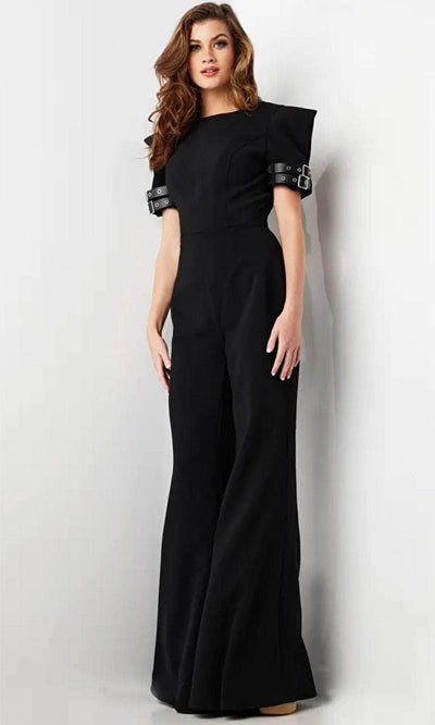 Jovani 36692 - Open Back Short Sleeve Jumpsuit Formal Pantsuit