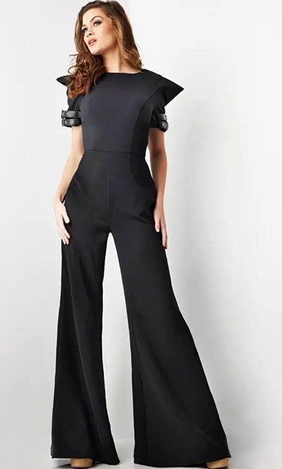 Jovani 36692 - Open Back Short Sleeve Jumpsuit Formal Pantsuit