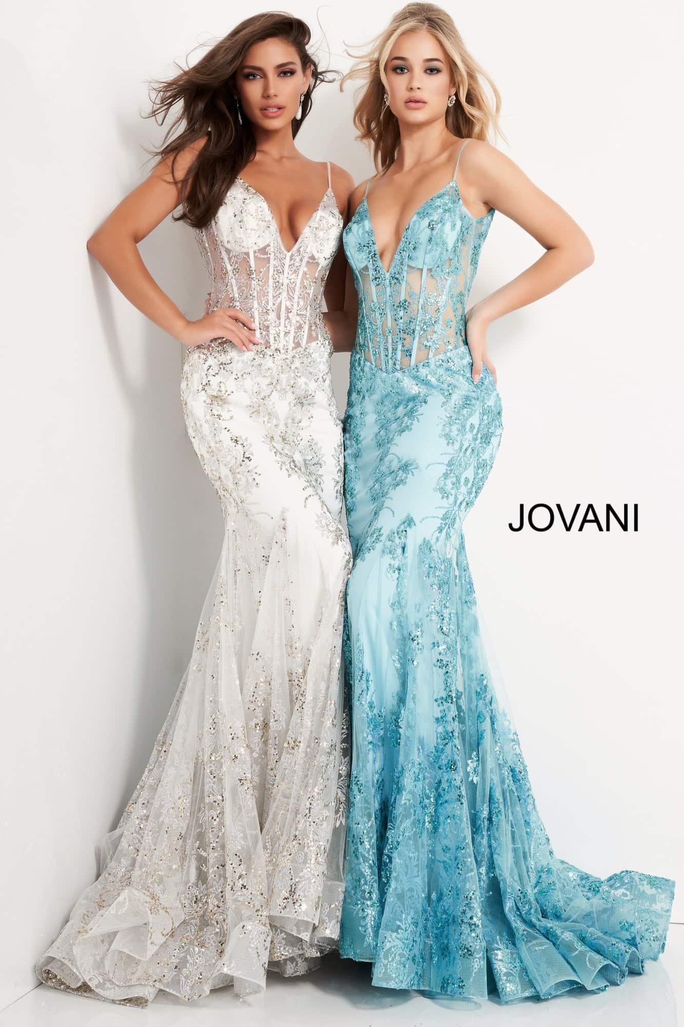Jovani - 3675 Sequined Illusion Corset Mermaid Gown Pageant Dresses