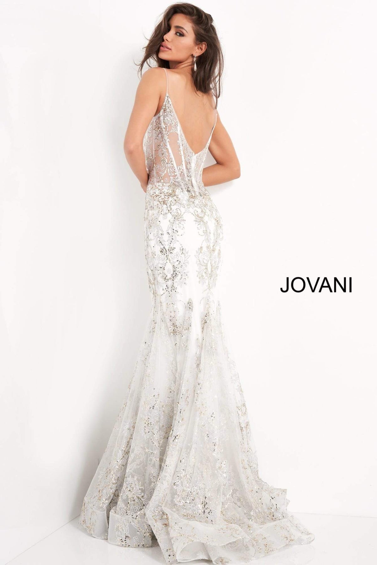 Jovani - 3675 Sequined Illusion Corset Mermaid Gown Pageant Dresses