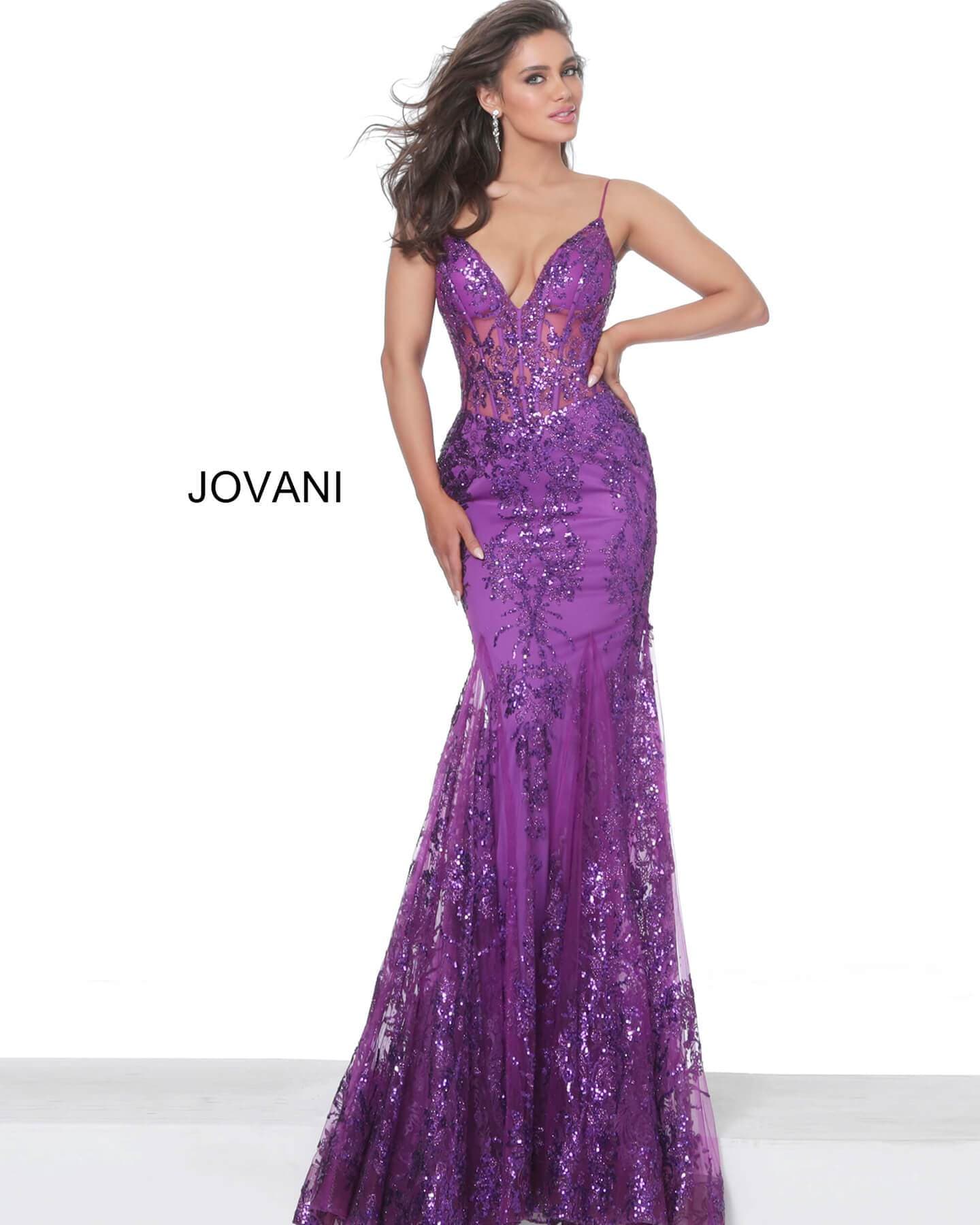 Jovani - 3675 Sequined Illusion Corset Mermaid Gown Pageant Dresses