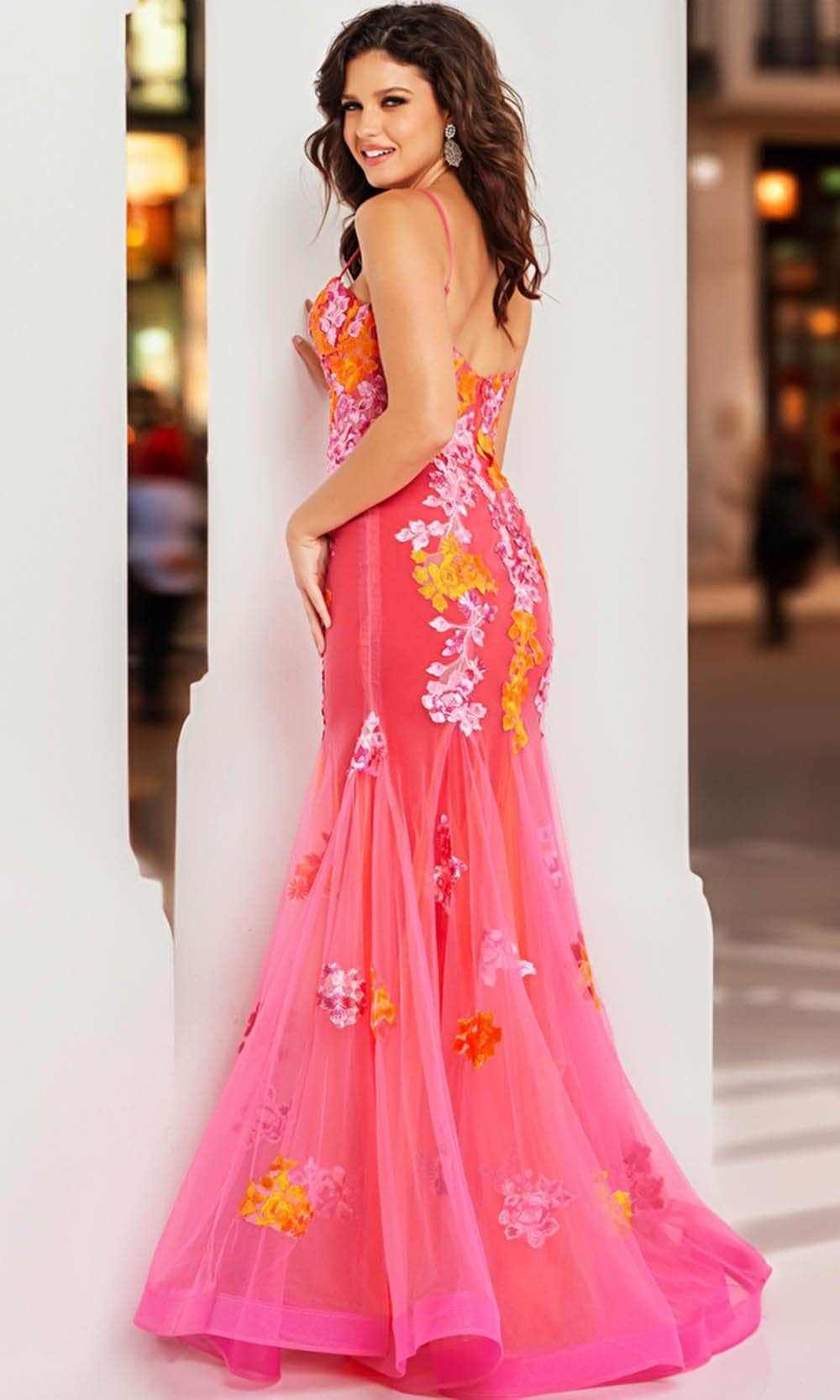 Jovani 36843 - Floral Embroidered Mermaid Gown Prom Dresses