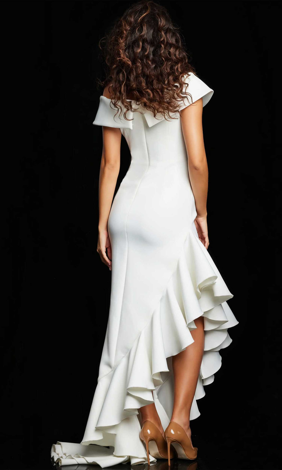 Jovani 36910 - Ruffled Slit Evening Dress