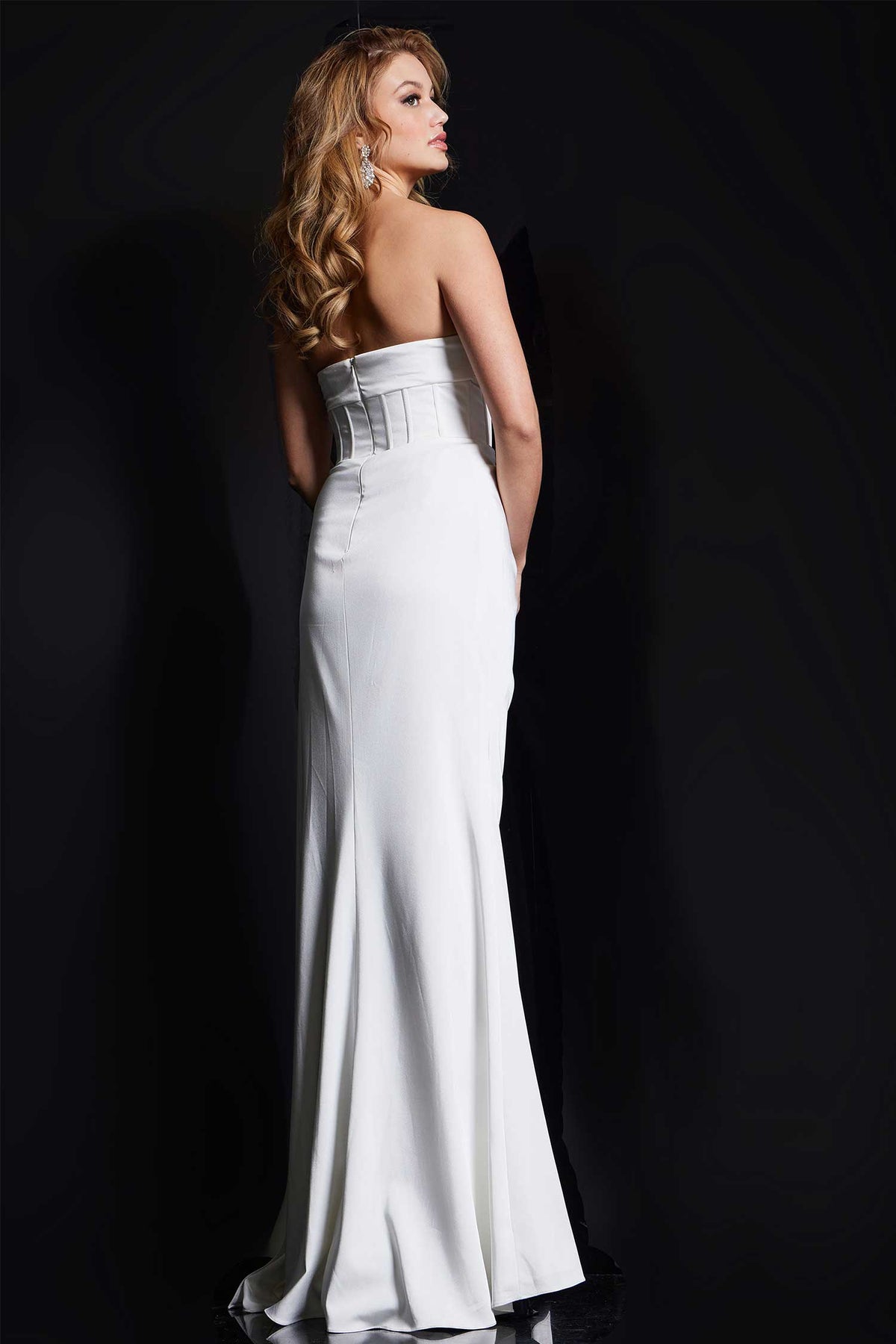 Jovani 36988 - Corset Bodice Draped Satin Gown