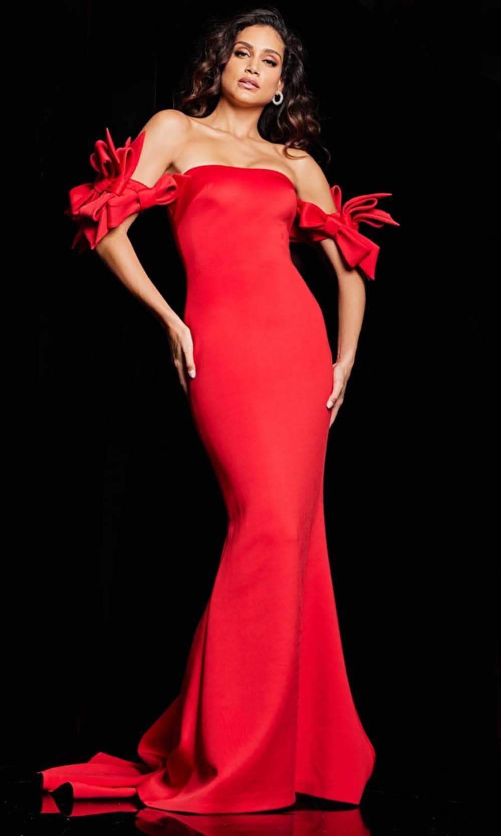 Jovani 36997 - Bow Strap Mermaid Evening Dress Prom Dresses