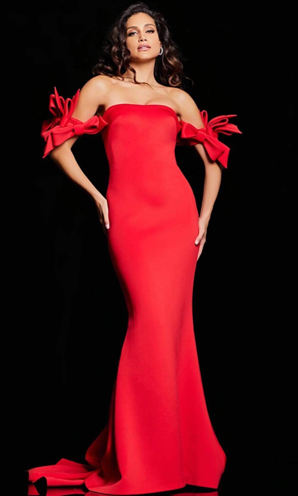 Jovani 36997 - Bow Strap Mermaid Evening Dress Prom Dresses