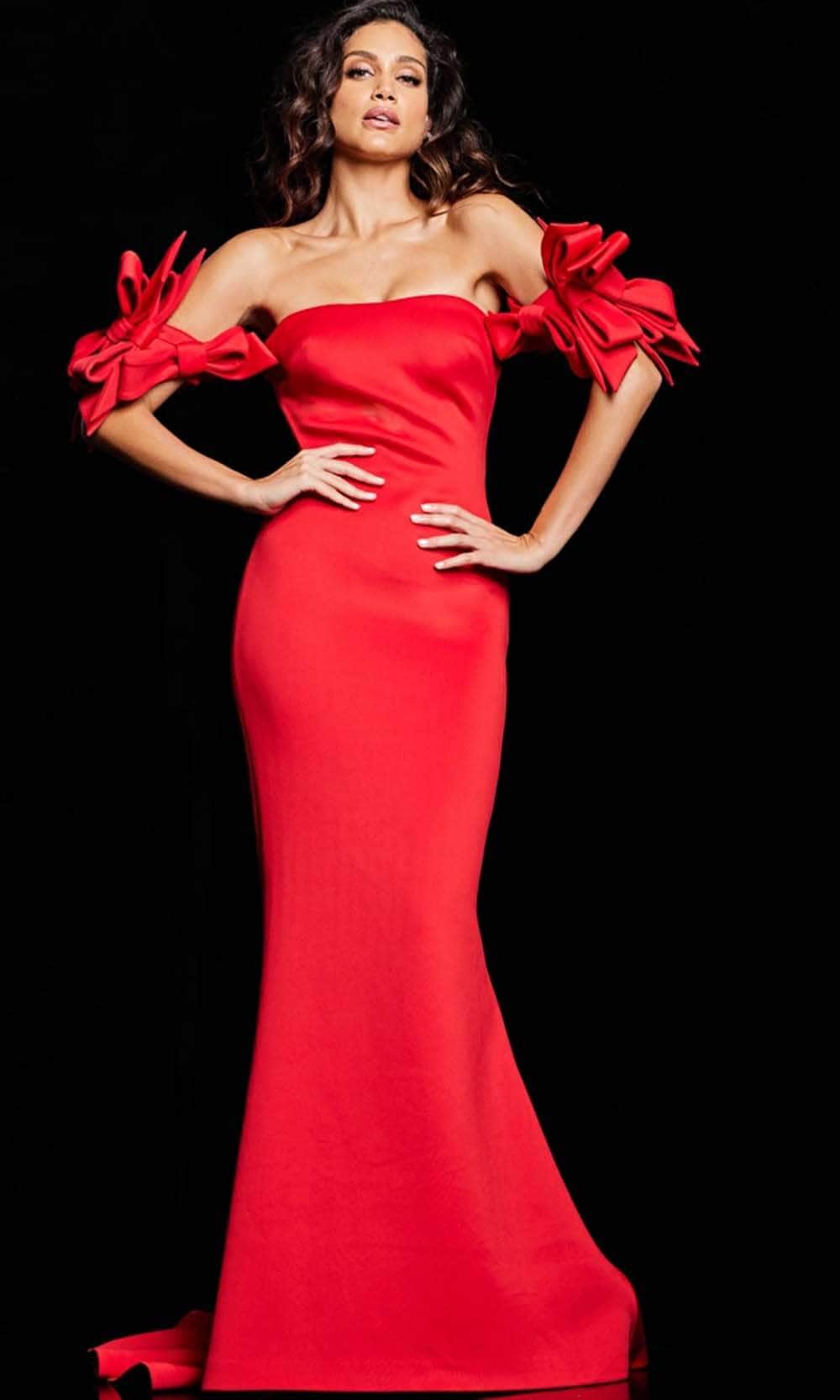 Jovani 36997 - Bow Strap Mermaid Evening Dress Prom Dresses