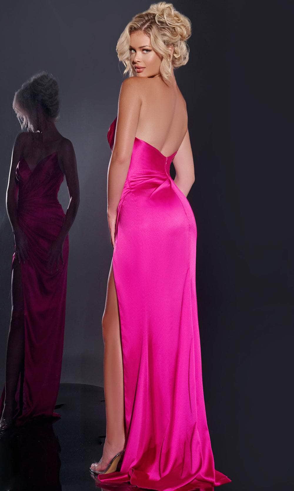 Jovani 37079 - Ruched Prom Dress with Slit Prom Dresses