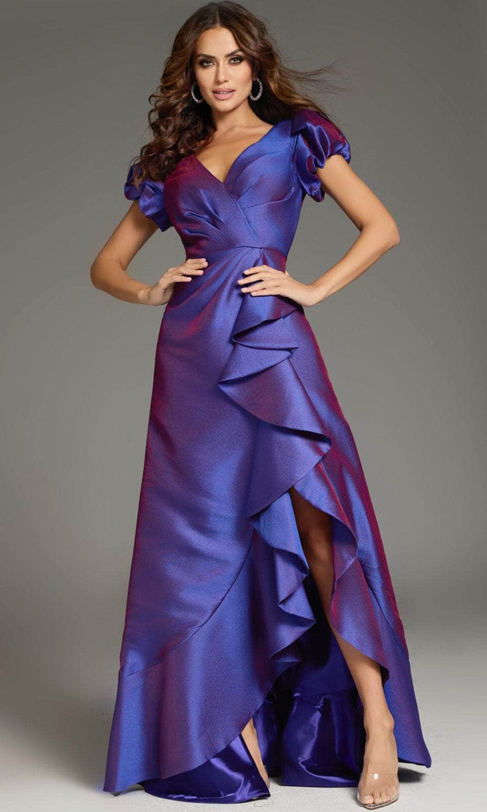Jovani 37097 - Short Puff Sleeve Ruffle Prom Gown Special Occasion Dress