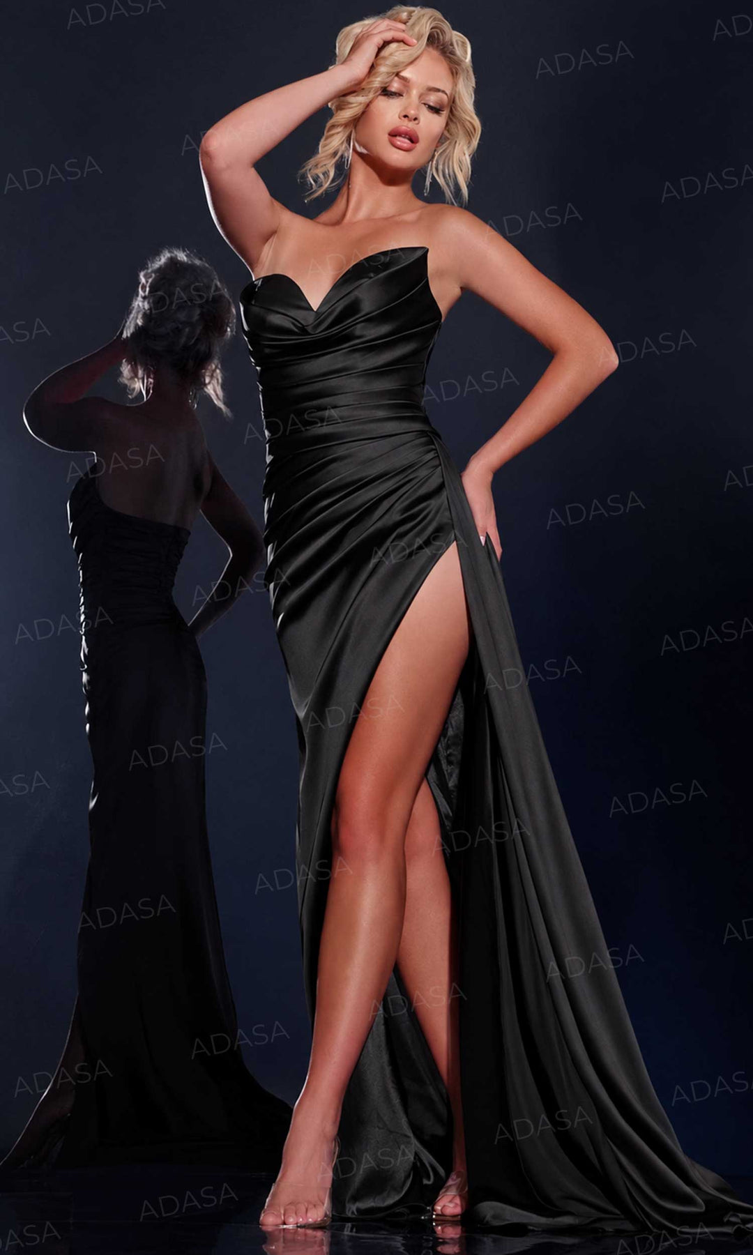 Jovani 37150 - Strapless Satin Prom Dress with Slit
