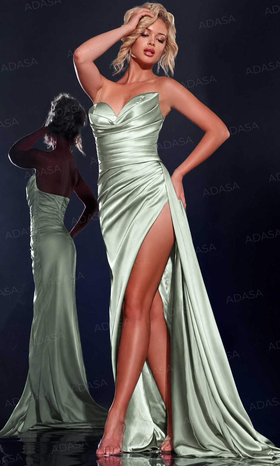Jovani 37150 - Strapless Satin Prom Dress with Slit