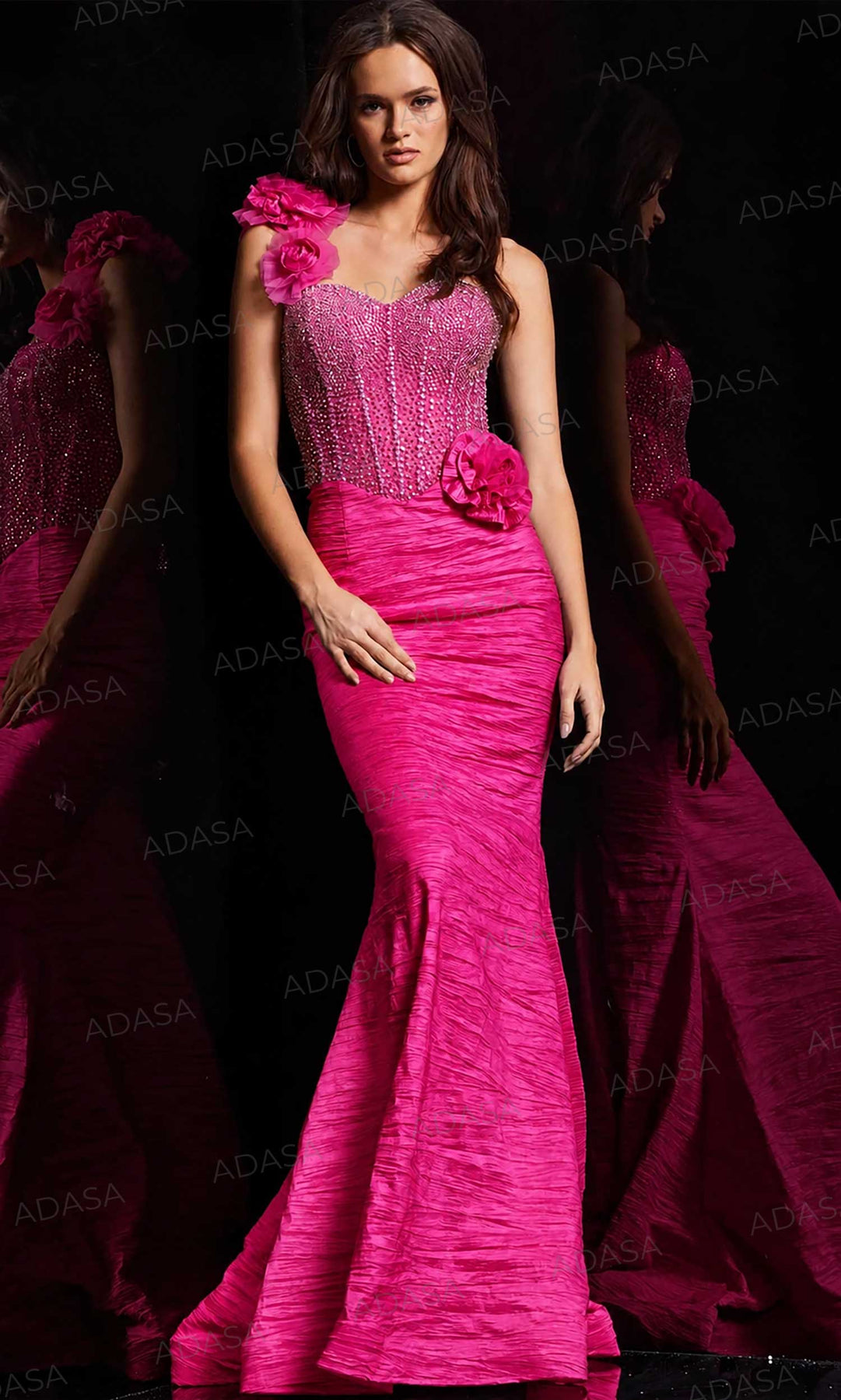 Jovani 37268 - Embellished One-Sleeve Prom Dress