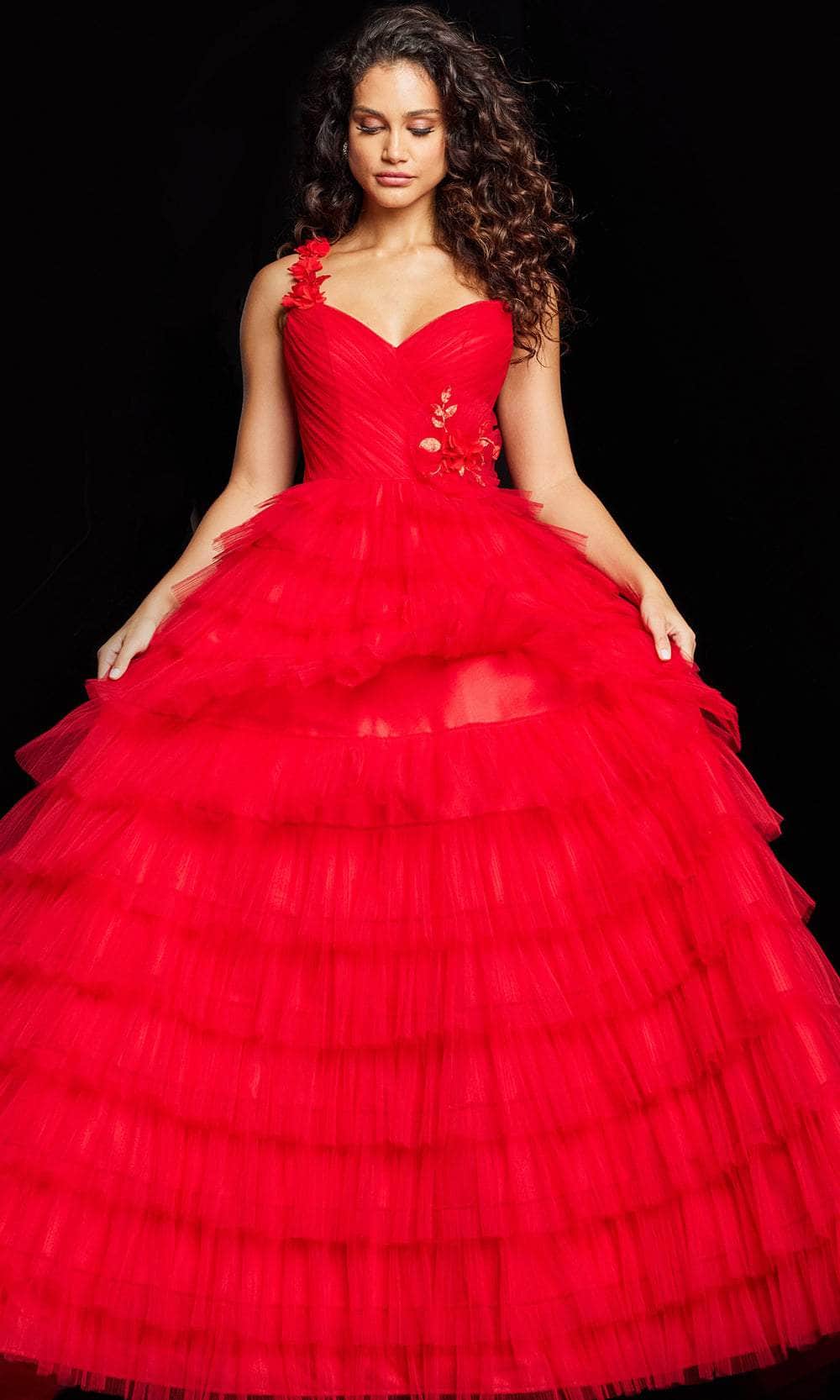 Jovani 37274 - Single Strap Layered A-line Gown Evening Dresses