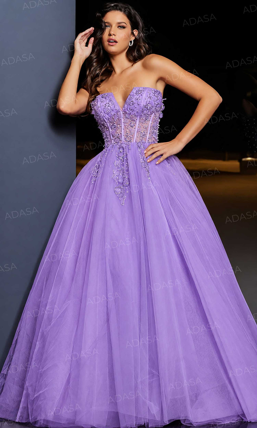 Jovani 37460 - Embellished Strapless Prom Gown
