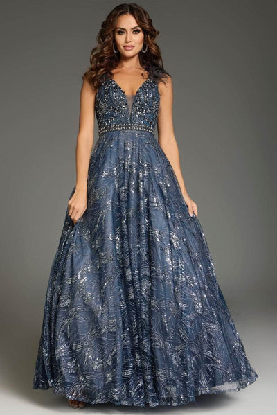 Jovani 37551 - V-Shaped Open Back Sleeveless Prom Gown Prom Dresses