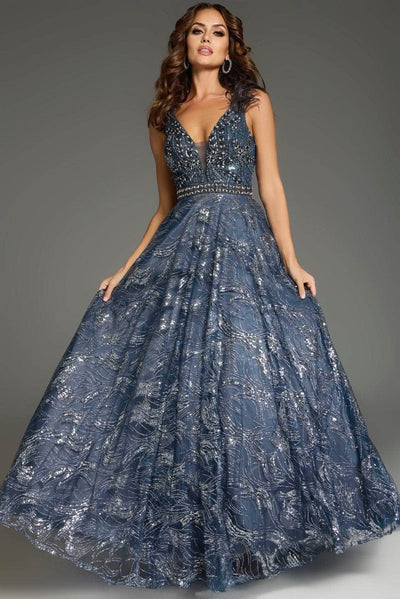 Jovani 37551 - V-Shaped Open Back Sleeveless Prom Gown Prom Dresses