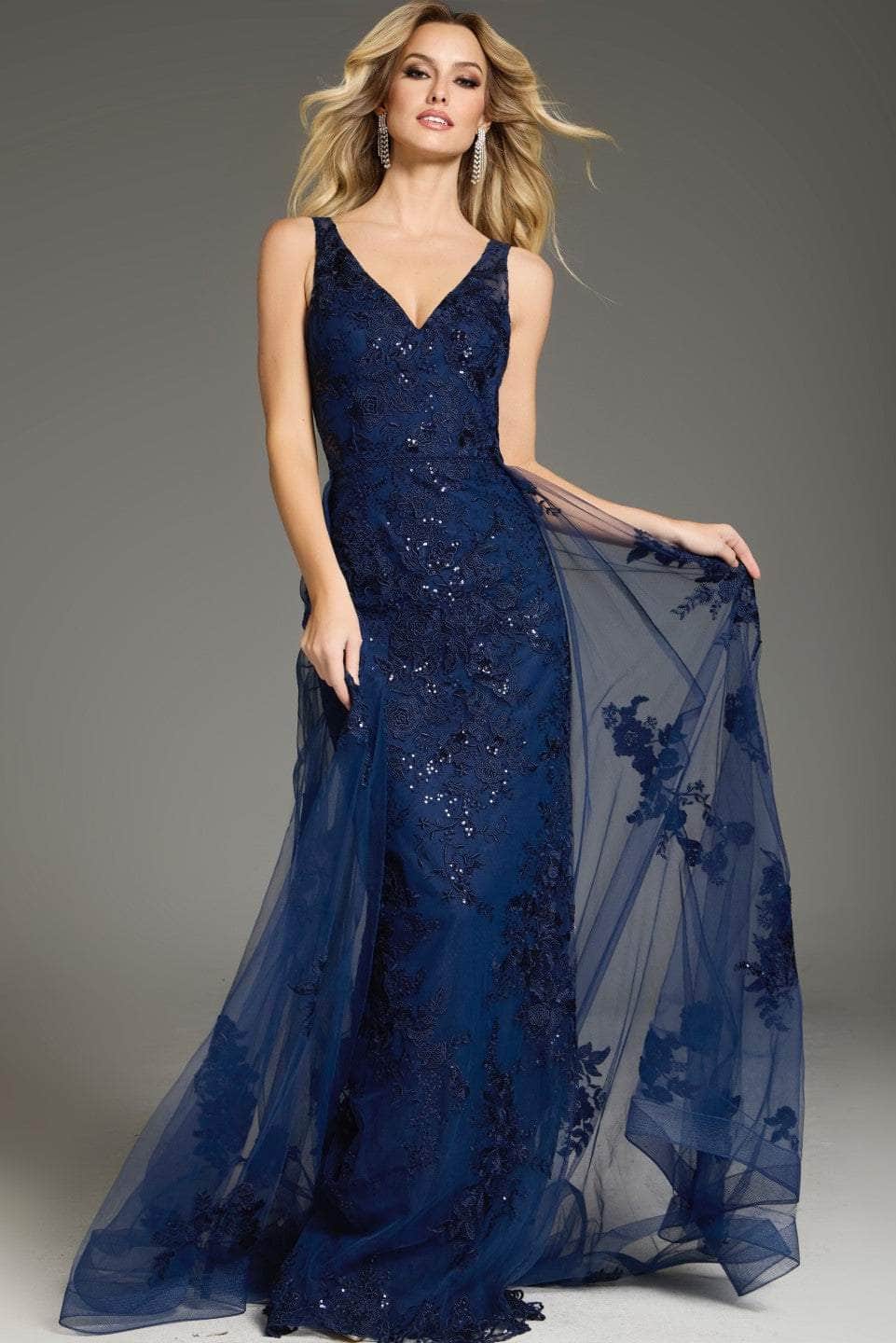 Jovani 37600 - Sleeveless Floral Evening Gown Evening Dresses